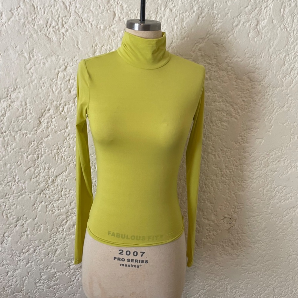 NWT- SPRWMN Long Sleeve Baby Tee Shirt in Yellow Women's Small, Turtleneck